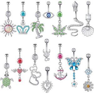TAMHOO 15PCS 14G Stainless Steel Belly Button Rings for Women